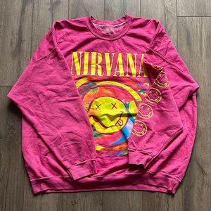 UO Nirvana Pink Oversized Crew